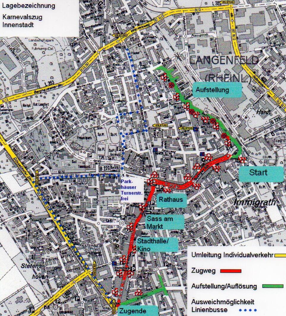 Zugweg des Karnevalzugs